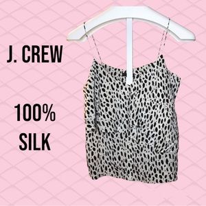 Lux Wardrobe Upgrade! J. Crew 100% Silk Animal Print Cream & Black Camisole, 10